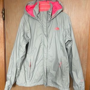 The North Face Women’s Size Large Grey Windbreaker With Pink Accents